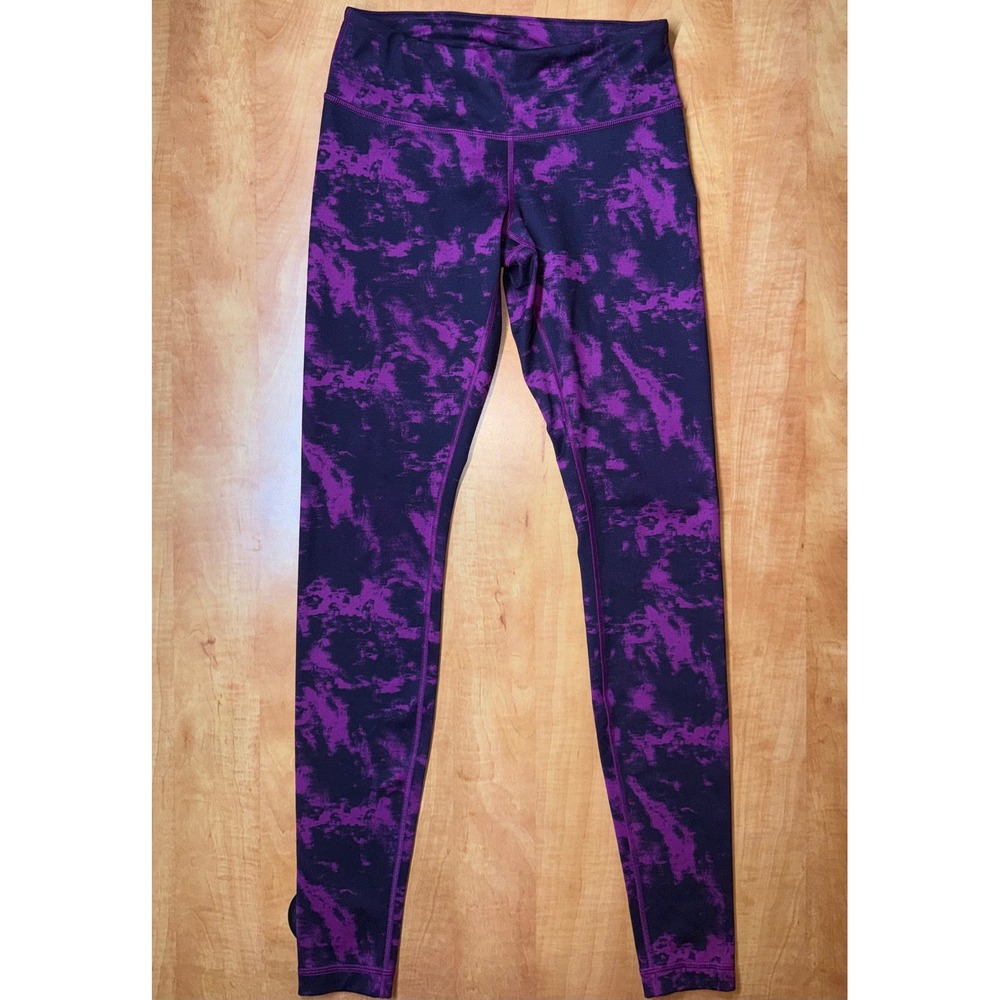 Lululemon Wunder Under High Rise Leggings Purple Black Abstract Print Size 6